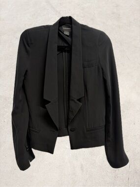 100% Silk Club Monaco structured cropped tuxedo blazer